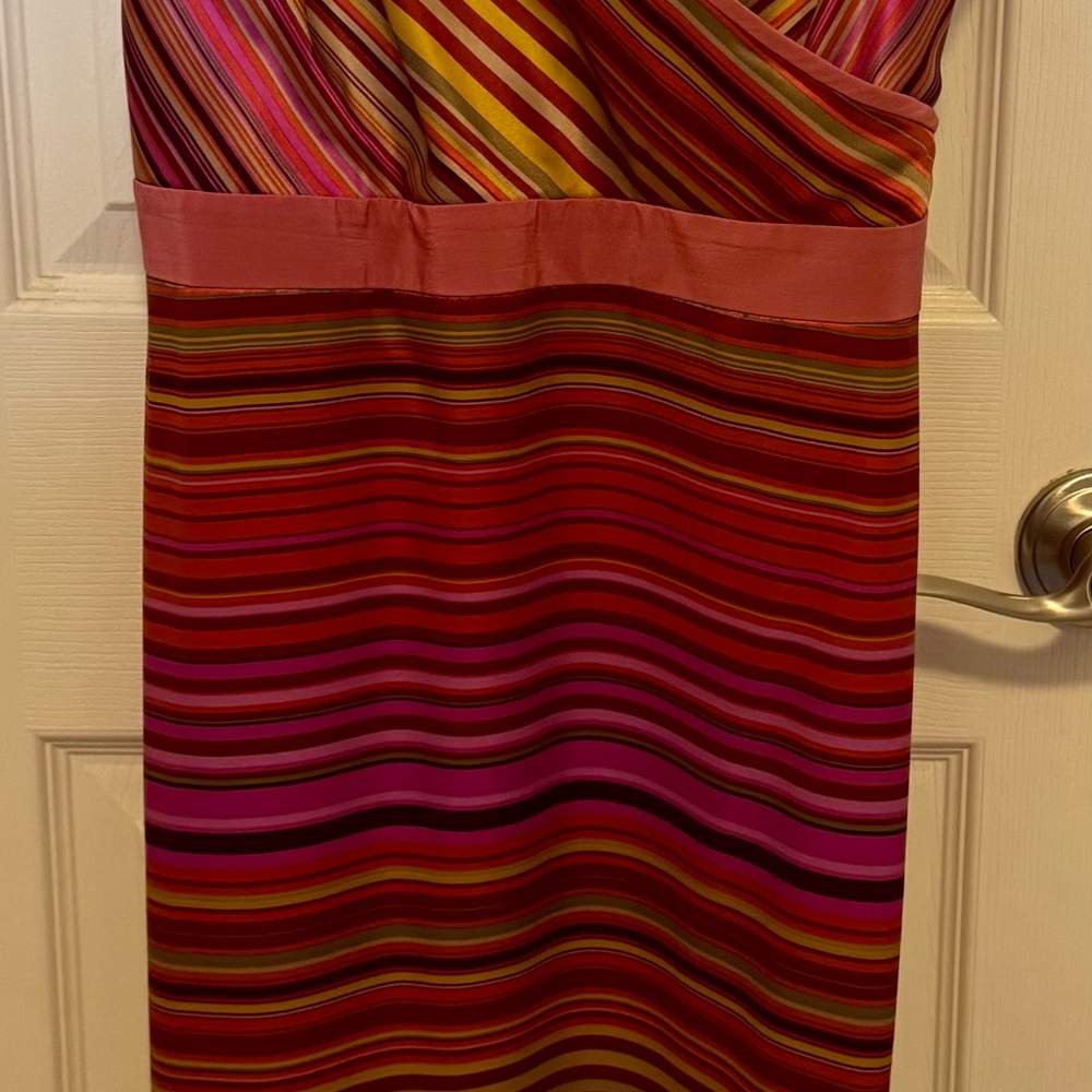 Banana Republic One Shoulder Striped Dress - Red and Pink